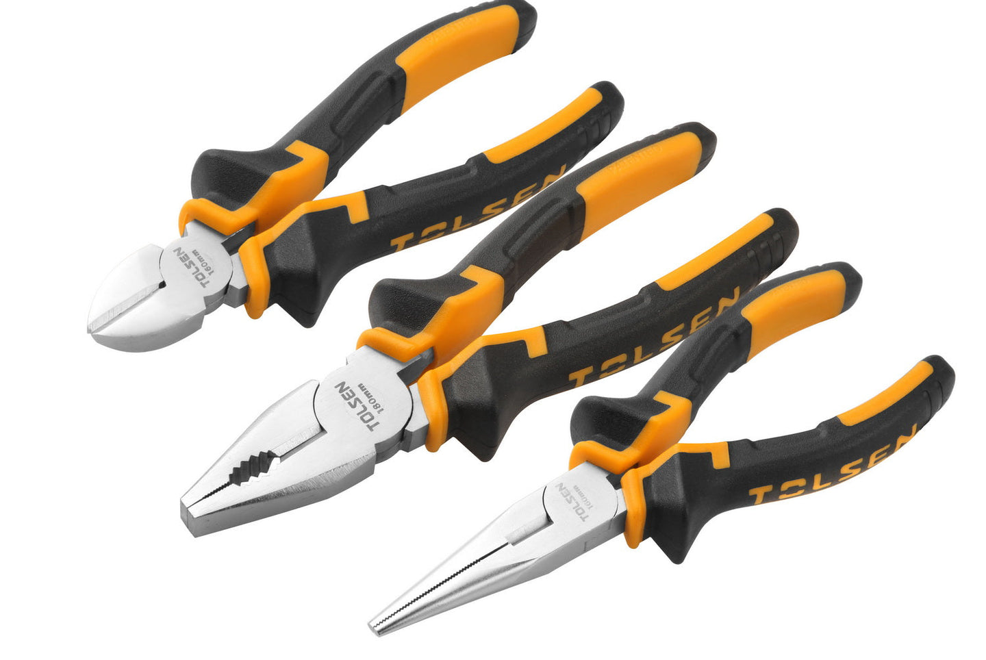 Tolsen Plier Set 3 Piece (175mm Combination Pliers, 150mm Diagonal Cutting Pliers, 150mm Long Nose Pliers) - Buy Now Online at Trade DIY Direct