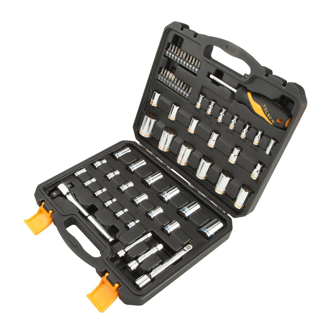 Tolsen Socket Set Metric and Imperial 65 pcs - Buy Now Online at Trade DIY Direct