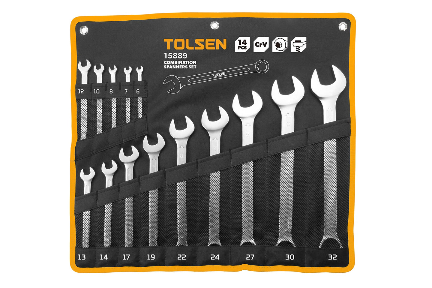 Tolsen Spanner Set Combination 14pc in Wallet (6-32mm) - Buy Now Online at Trade DIY Direct