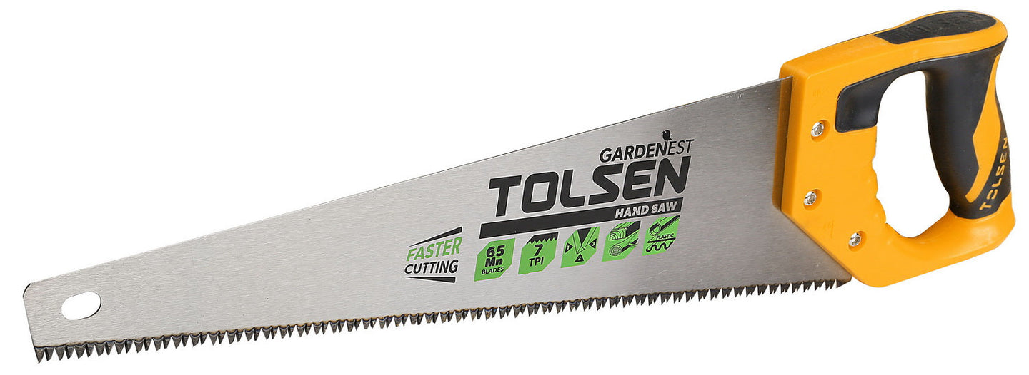 Tolsen Saw Hand 500mm TPR Handle 7T - Buy Now Online at Trade DIY Direct