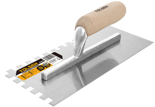 Tolsen Notch Square Trowel 10 x 10mm Wooden Handle - Buy Now Online at Trade DIY Direct