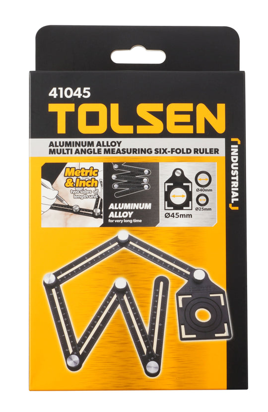 Tolsen Aluminum Alloy Multi Angle Measuring Six-Fold Ruler - Buy Now Online at Trade DIY Direct