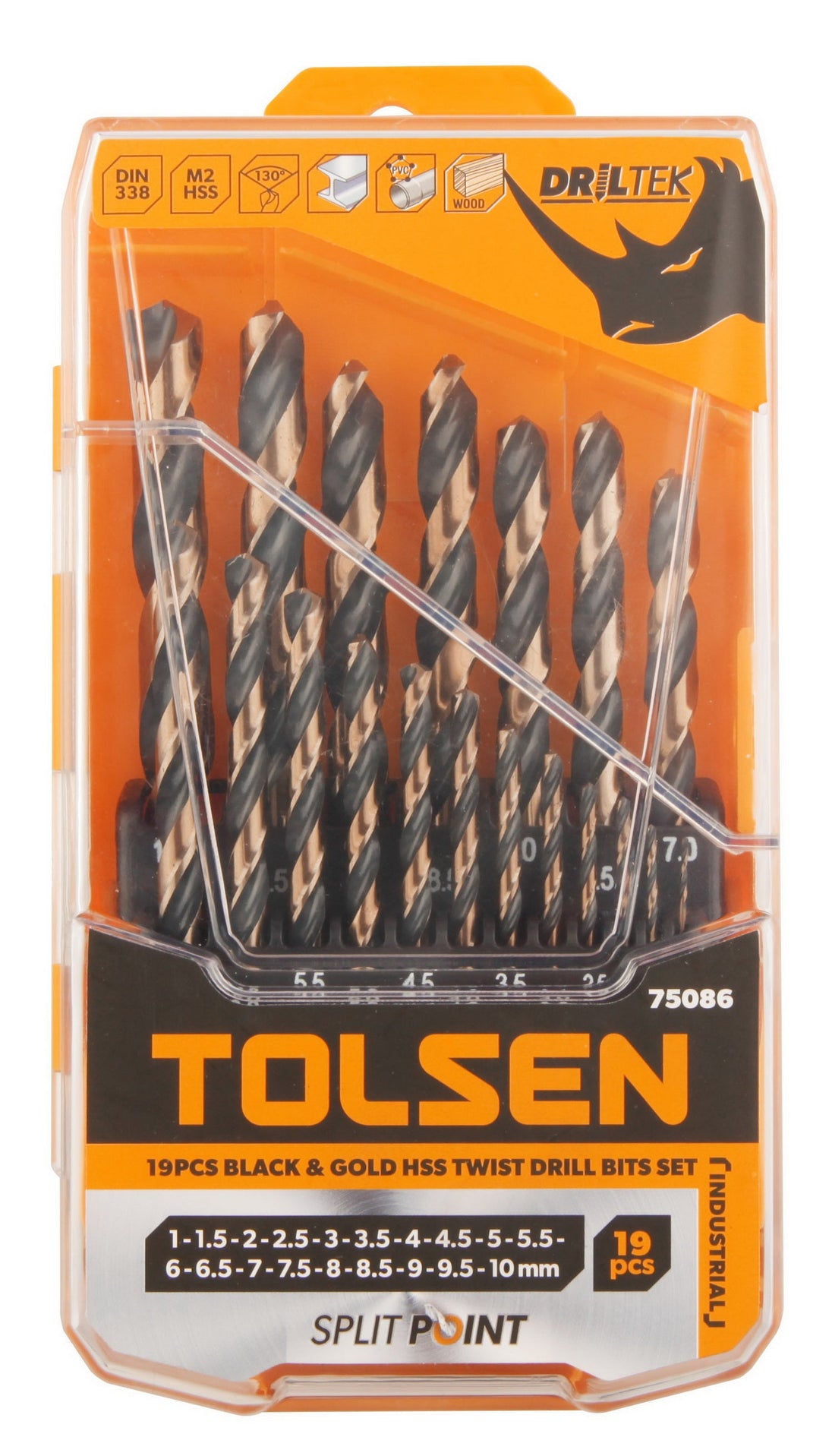 Tolsen Drill Set Blk Brnz 19pc 1-10mm x1.5mm (Industrial) - Buy Now Online at Trade DIY Direct