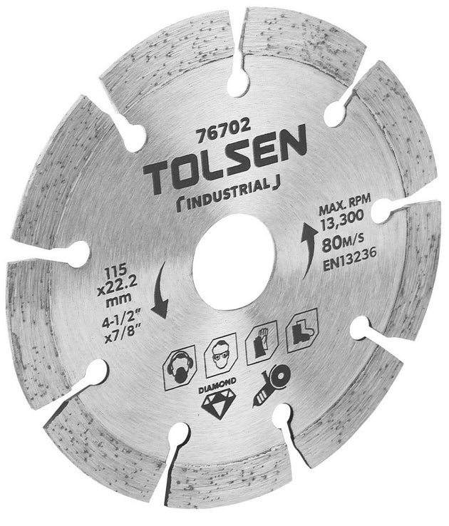 Tolsen Diamond Blade Seg (Industrial)  115 x 22.2mm / 4-1/2" x 7/8" - Buy Now Online at Trade DIY Direct