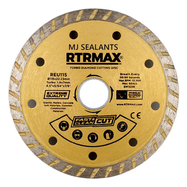 RTRMAX Turbo Diamond Cutting Disc 115mm - Buy Now Online at Trade DIY Direct