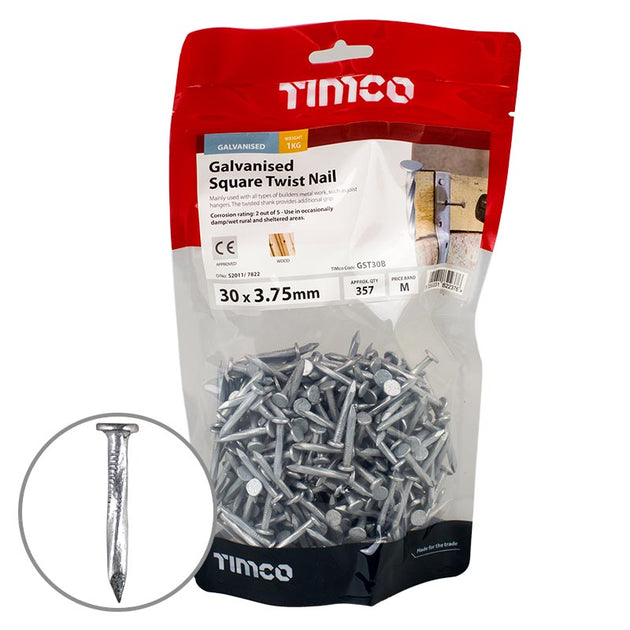 Timco Galvanised Square Twist Nails - Buy Now Online at Trade DIY Direct